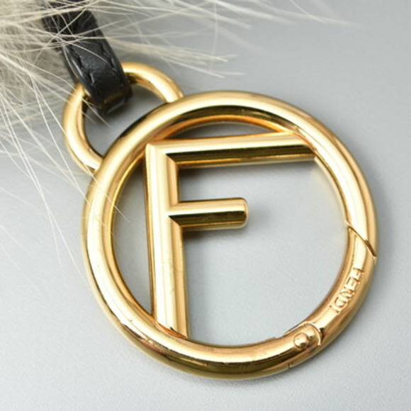 FENDI key holder bag charm  Zucca space monkey nylon canvas fur rhinestone - Picture 5 of 8